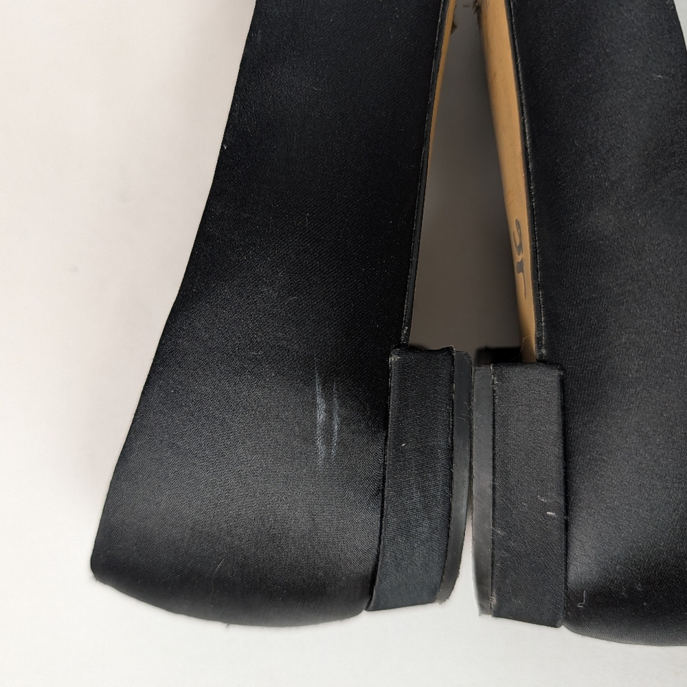 J. Crew Black Satin Pointed Toe Bow Flats - Picture 8 of 13